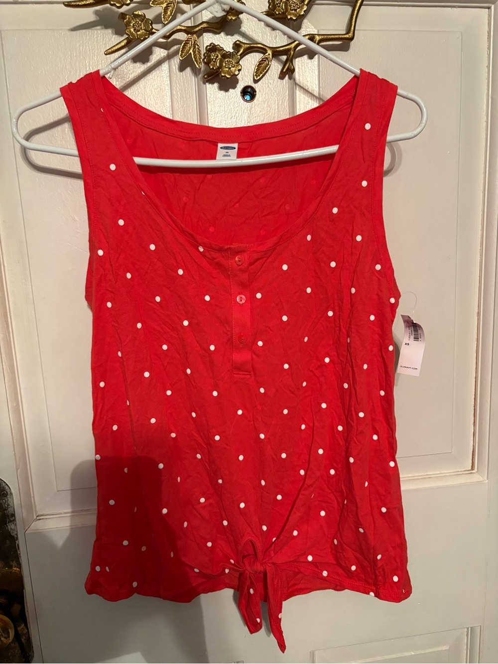 Old Navy Red Polka Dot Tie-Front Tank Top